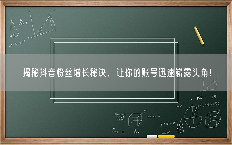 揭秘抖音粉丝增长秘诀，让你的账号迅速崭露头角！